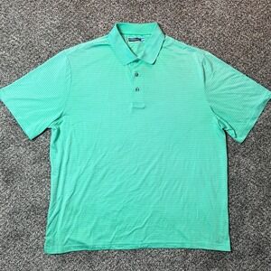 Men's Performance Polo Shirt Striped Green 2XB Golf Casual‎